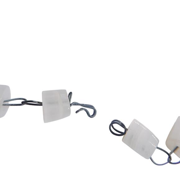 Vintage Aztec Sun Pendant Necklace, White Glass Silver Tone Metal Linked Beads - Picture 8 of 10